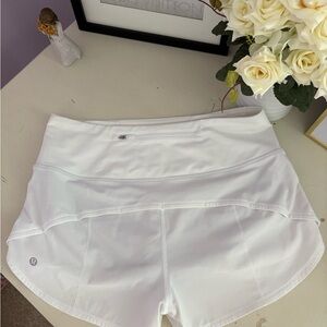 White lululemon high rise speed up shorts 2.5